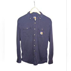 Carhartt FR Flame Resistant FORCE Work Shirt Men’s Small Navy Blue Button Up